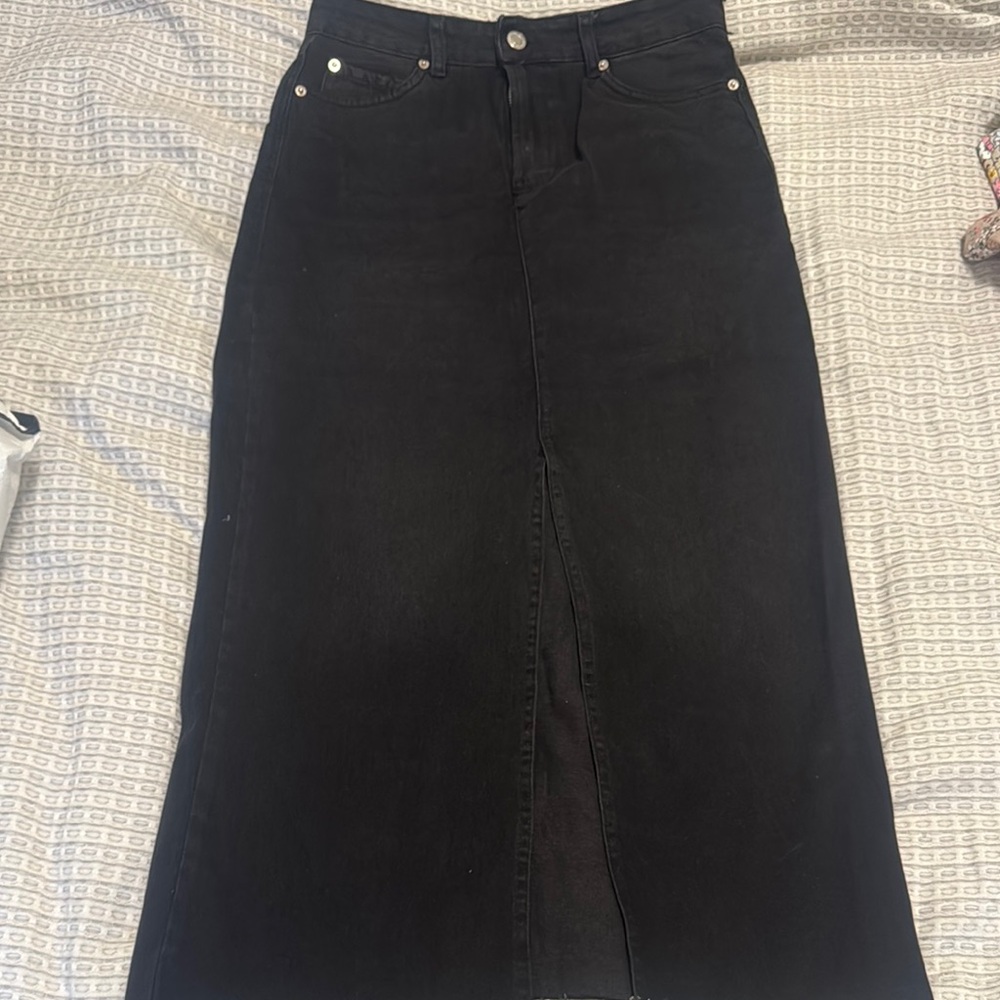 Classic Black Denim Skirt